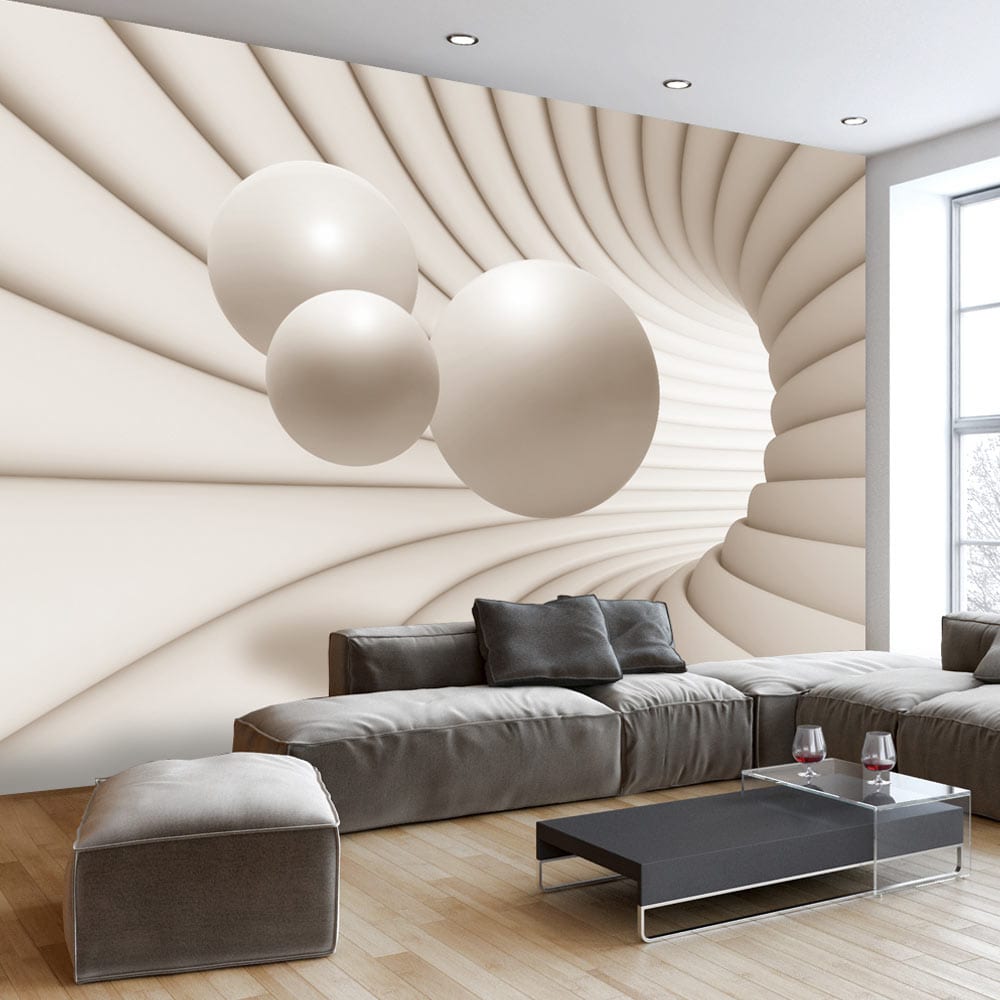 تصميمات مبتكرة من ورق الجدران الهندسي لمظهر عصري في غرف المعيشة.